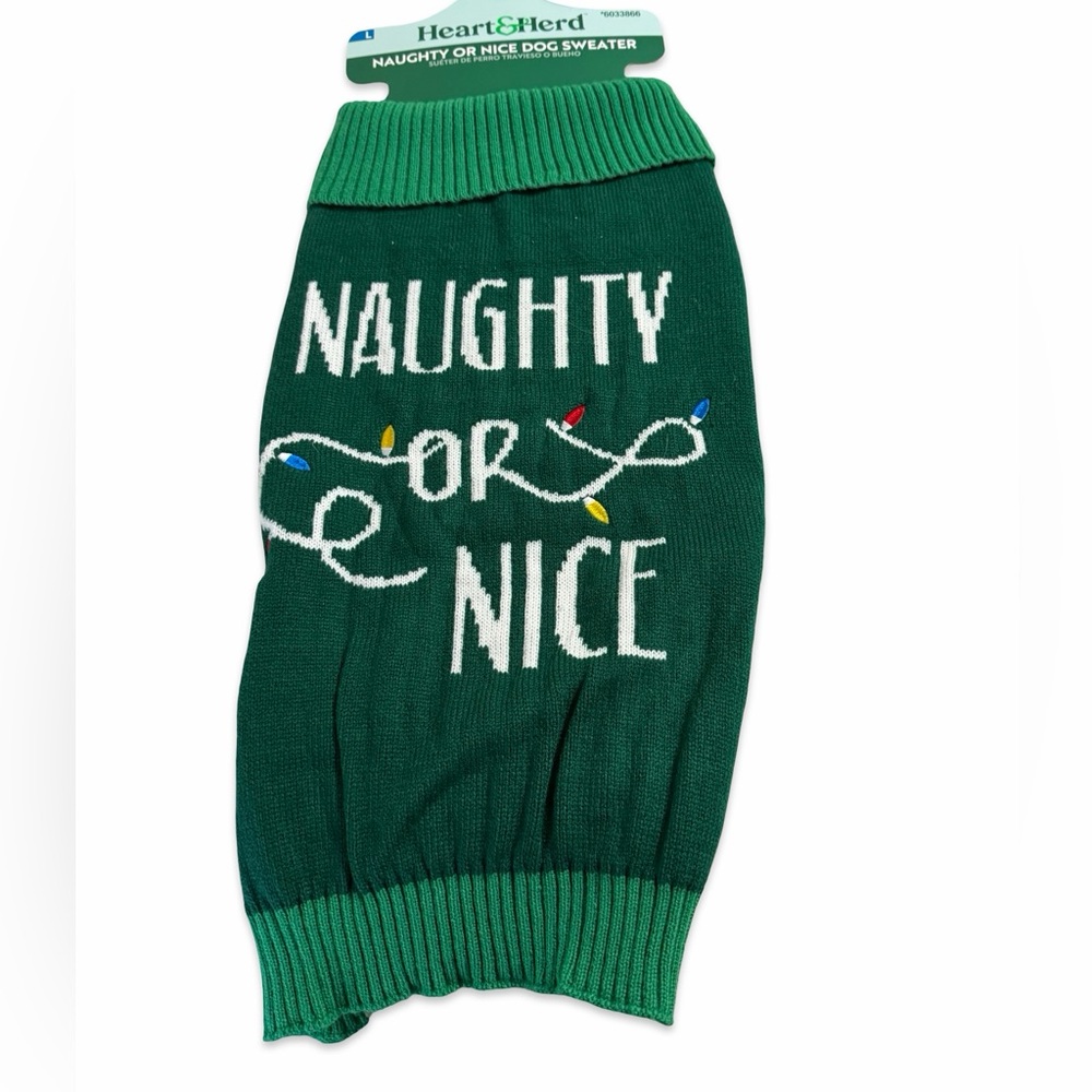 Green Dog Sweater - Naughty or Nice L